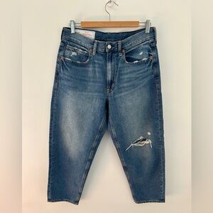 GAP Barrel Jeans Distressed Size 28/6 Blue High‎ Rise Cotton Casual Trendy Crop